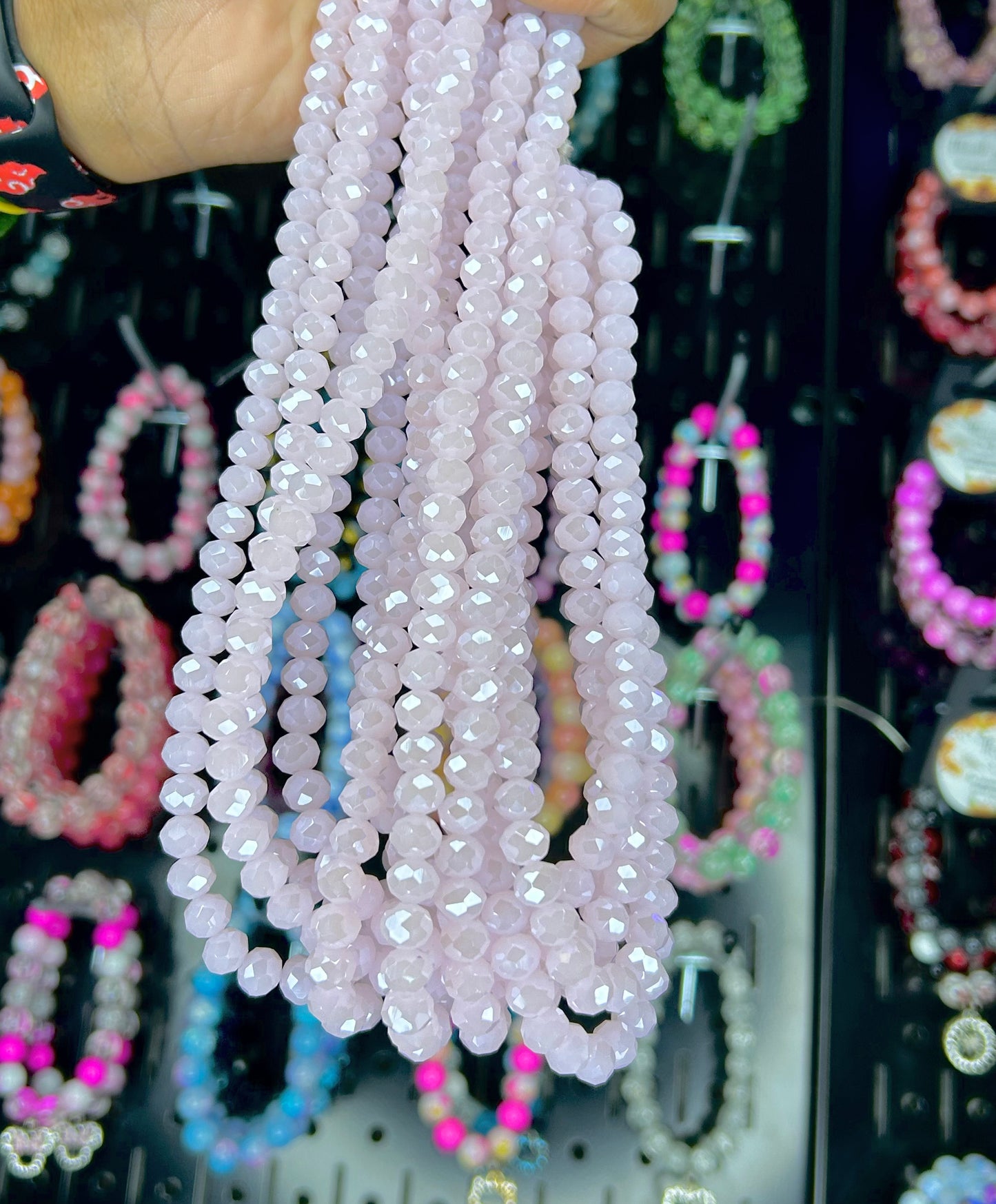 Baby Pink Glass Rondelle Crystals